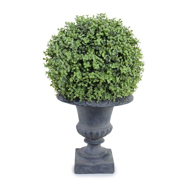 11" Boxwood Ball in Urn, 21"H