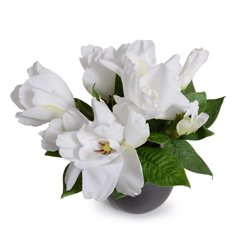 Natural Touch Gardenia in Ceramic Egg Vase