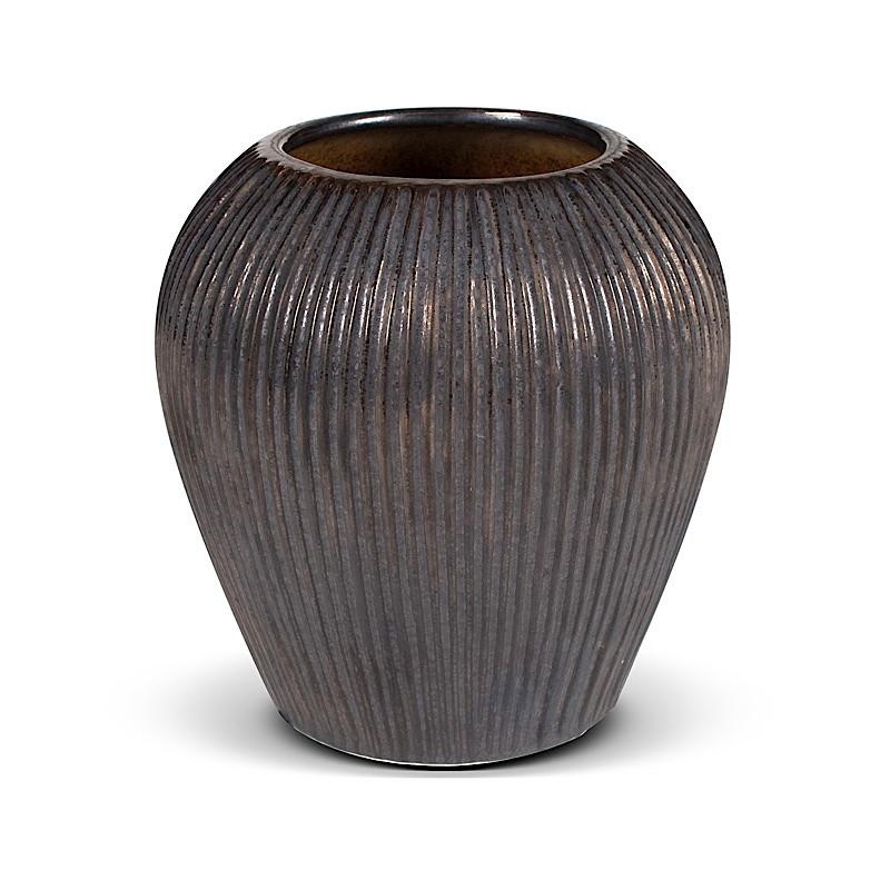 Ceramic Vase - Ribbed Bronze - New Growth Designs