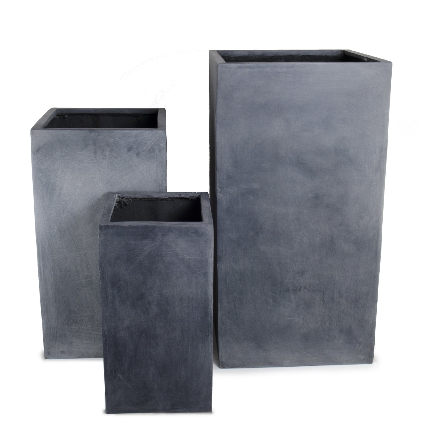 Fiberglass Column Planter with Lead Finish - 12"/16"/20"W