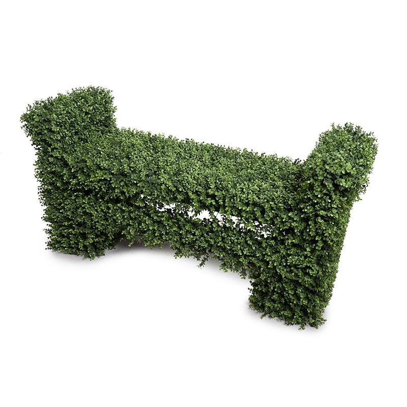Boxwood Covered Garden Bench