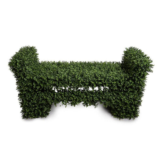 Boxwood Covered Garden Bench