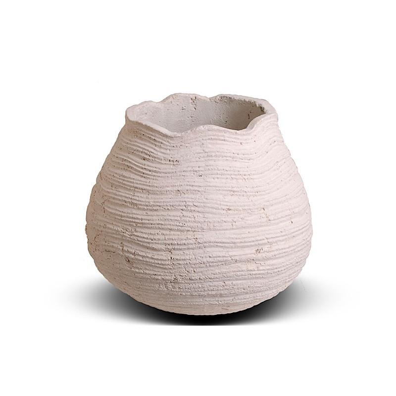 Ribbed Concrete Urn - 9"dia