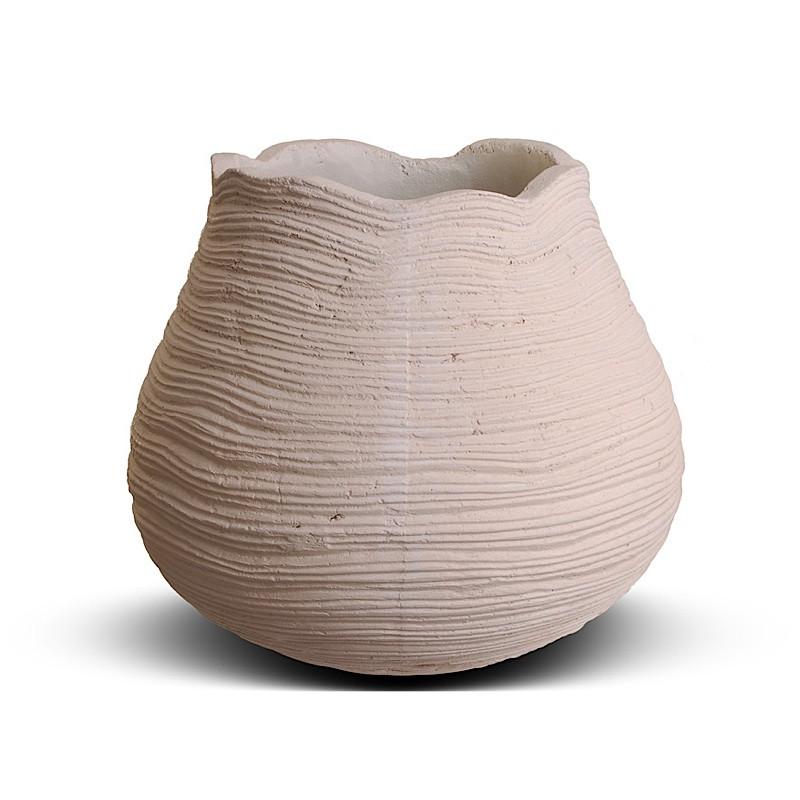 Ribbed Concrete Urn - 20"dia