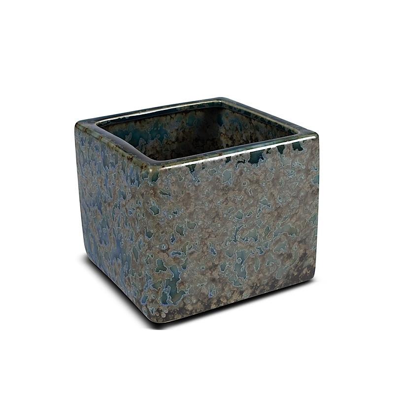 Ceramic Vase - Teal Cube - New Growth Designs