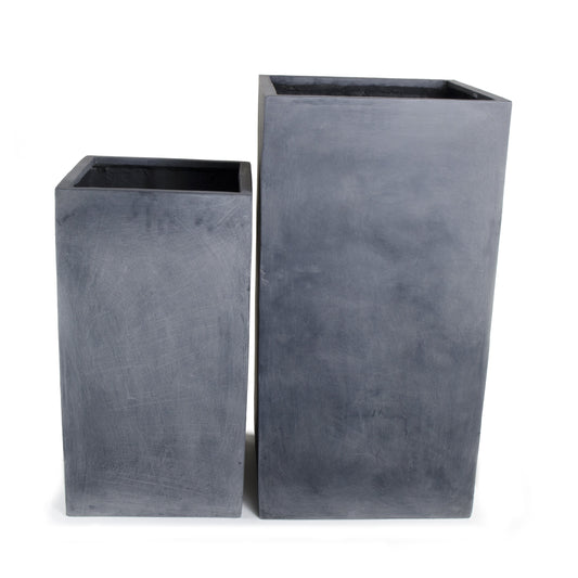 Fiberglass Column Planter with Lead Finish - 12"/16"/20"W