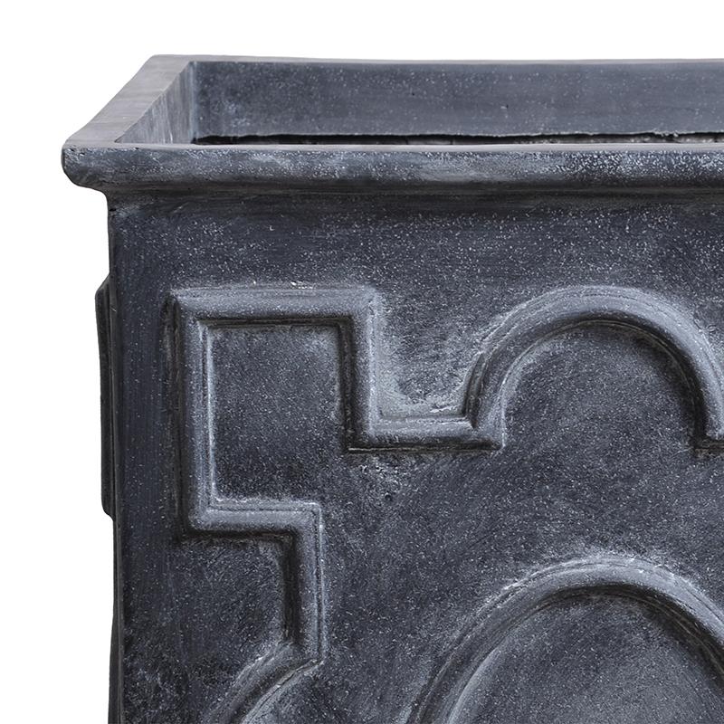 Decorative Fiberglass Planter with Lead Finish - 16"W / 24"W